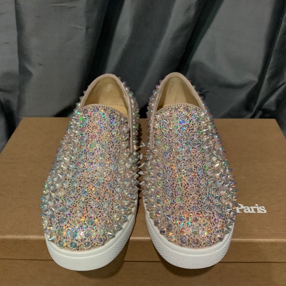 Christian Louboutin Roller Boat Sparkly Spikes